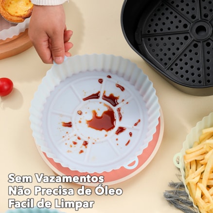 6 Formas Antiaderente Air Fryer Em Silicone Reutilizável Protetor Mirco Ondas