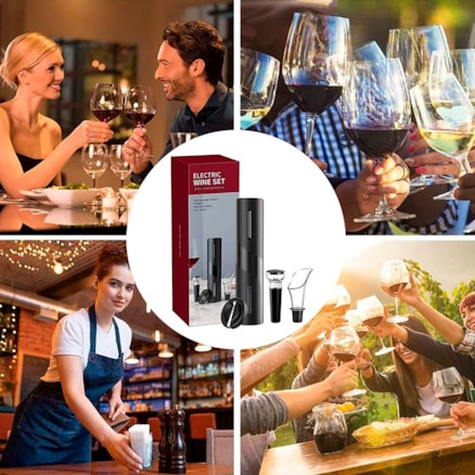 Abridor De Garrafa Automático Saca Rolhas de Vinho Elétrico A Pilha com Cortador