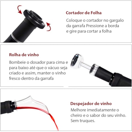 Abridor De Garrafa Automático Saca Rolhas de Vinho Elétrico A Pilha com Cortador
