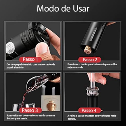 Abridor De Garrafa Automático Saca Rolhas de Vinho Elétrico A Pilha com Cortador