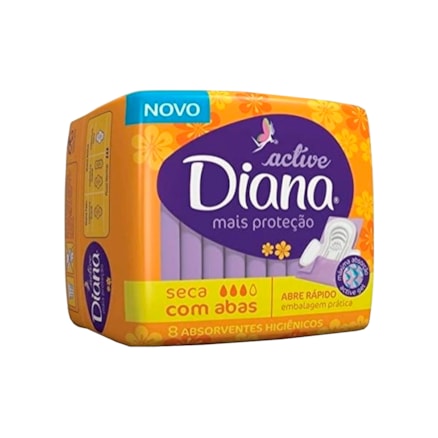 Absorvente Diana Com Abas Seco 8 Und