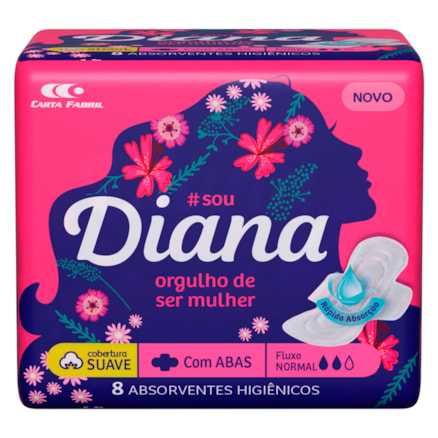 Absorvente Diana Com Abas Suave 8 Und