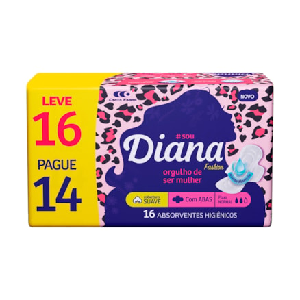 Absorvente Diana Fashion Com Abas Leve 16 Pague 14