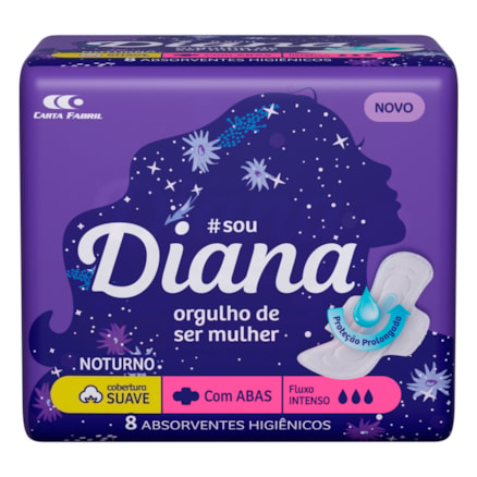 Absorvente Diana Noturno Com Abas Suave 8 Und