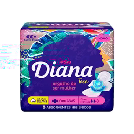 Absorvente Diana Teen Com Abas Suave 8 Und