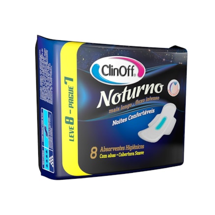 Absorvente Externo Clin Off Com Abas Noturno Leve 8 Pague 7