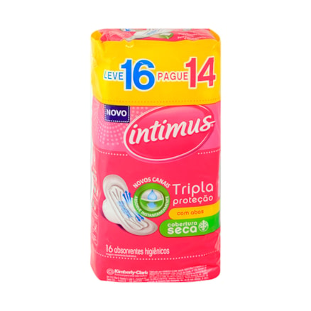 Absorvente Intimus Gel Com Abas Seca Leve 16 Pague 14