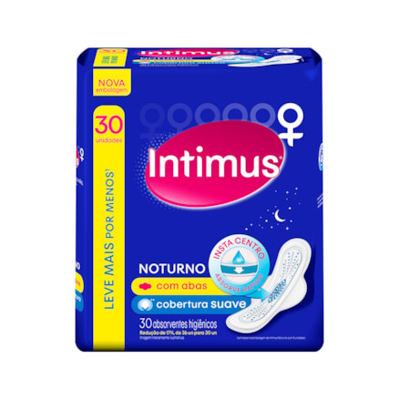 Absorvente Intimus Gel Noturno Com Abas Suave 30 Und