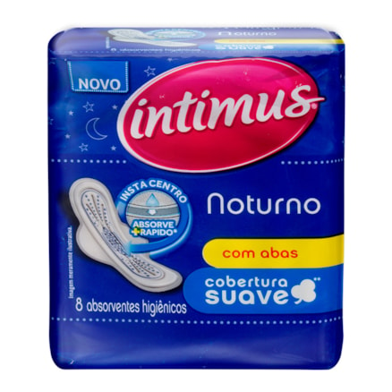 Absorvente Intimus Gel Noturno Com Abas Suave 8 Und