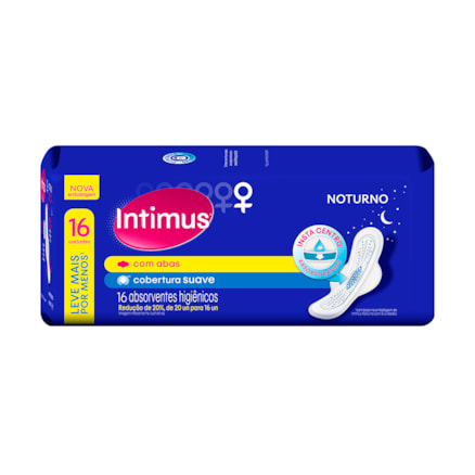 Absorvente Intimus Gel Noturno Suave Com Abas 16 Und