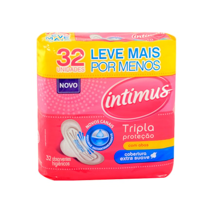 Absorvente Intimus Gel Tripla Proteção C/ Abas Suave 32 Und