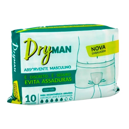 Absorvente Masculino Dryman Discreto Seguro 10 Und