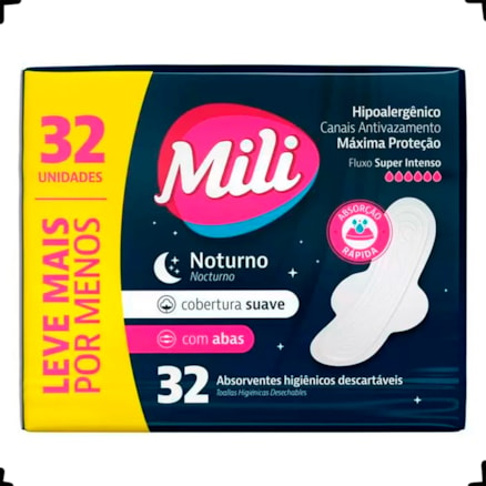 Absorvente Mili Noturno Abas 32 Unidades Pós-parto Cirúrgico