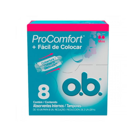 Absorvente Ob Procomfort Tamanho Mini 8 Und