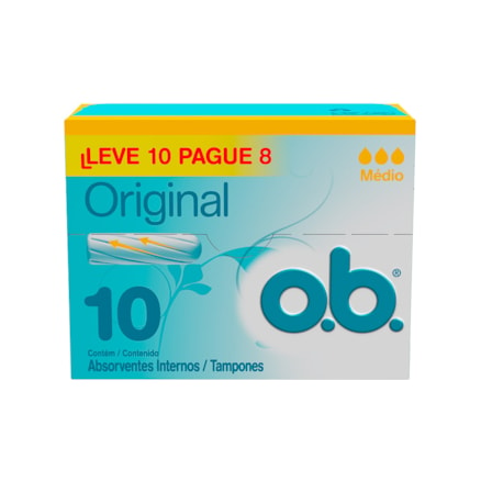 Absorvente Ob Tamanho Médio Regular Leve 10 Pague 8