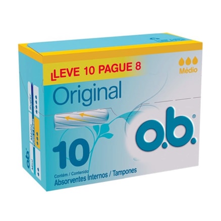 Absorvente Ob Tamanho Médio Regular Leve 10 Pague 8