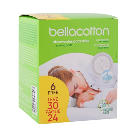 Absorvente Para Seios Bellacotton Leve 30 Pague 24 Und