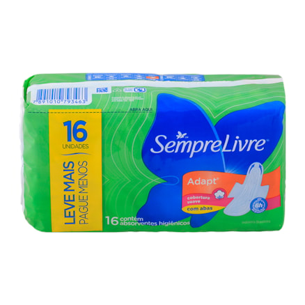 Absorvente Sempre Livre Adapt Com Abas Suave 16 Und