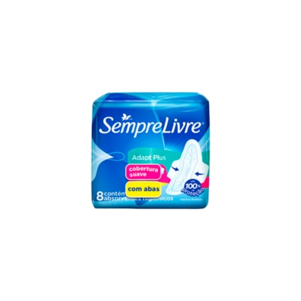 Absorvente Sempre Livre Adapt Plus Com Abas Suave 8 Und