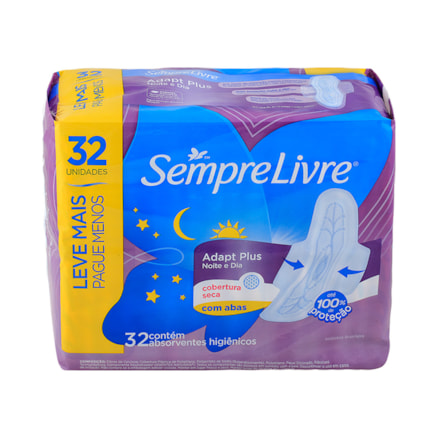 Absorvente Sempre Livre Noturno Adapt Plus Leve 32 Pague 24