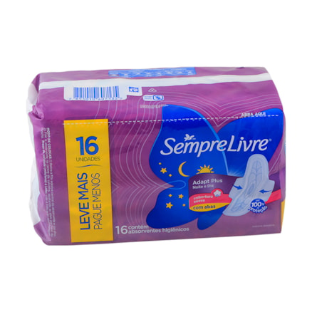 Absorvente Sempre Livre Noturno C/ Abas Suave 16 Und