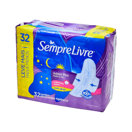 Absorvente Sempre Livre Noturno C/ Abas Suave 32 Und