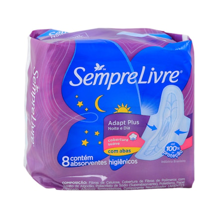 Absorvente Sempre Livre Noturno Com Abas Suave 8 Und