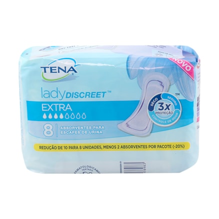 Absorvente Tena Lady Discreet Fluxo Extra Confortável 8 Und