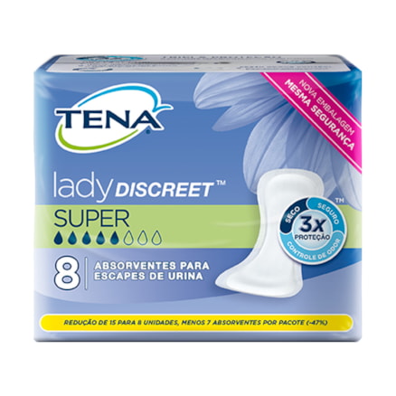 Absorvente Tena Lady Discreet Fluxo Super Confortável 8 Und