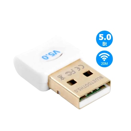 Adaptador Usb Bluetooth 5.0 Wcs 20m Branco