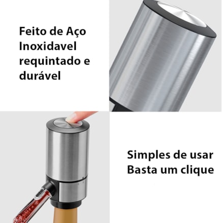 Aerador E Dispensador De Vinho Elétrico Automático Decantador e Dispenser Inox