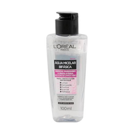 Água Micelar Loreal Bifásica Maquiagem Prova D'água 100ml