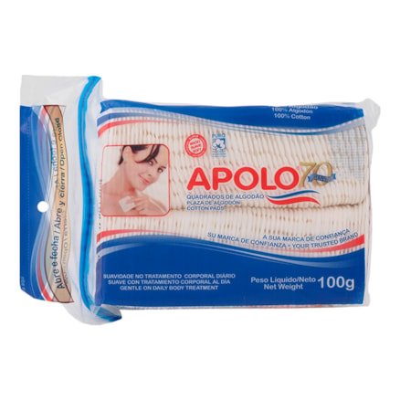 Algodão Apolo Hidrófilo Modelo Quadrado Fecho Zip Lock 100g