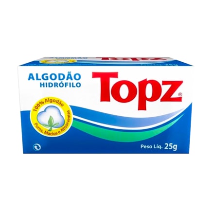 Algodão Topz Hidrófilo Multiuso Puro Macio Absorvente 25g