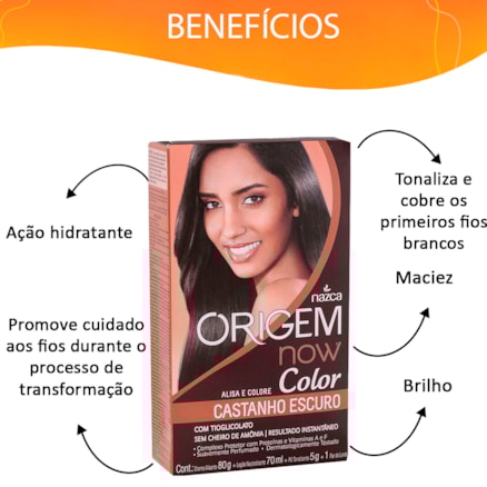 Alisante Origem Color Now Castanho Escuro Alisa Colore 80g