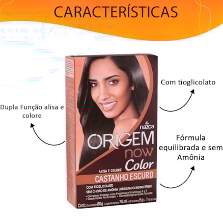 Alisante Origem Color Now Castanho Escuro Alisa Colore 80g