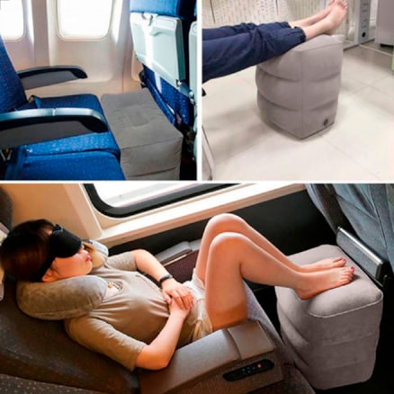 Almofada Travesseiro Inflável Apoio pé Adutlos Crianças Avião Carro Escritório