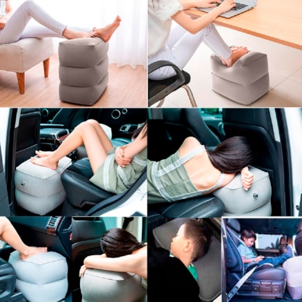 Almofada Travesseiro Inflável Apoio pé Adutlos Crianças Avião Carro Escritório