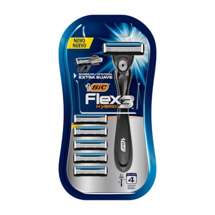 Aparelho De Barbear Bic Flex 3 Hybrid Cartucho 5 Und