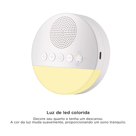 Aparelho de Som para Bebês Ruído Branco 20 Sons Dormir Bem Sono Tranquilo Antiestresse Calmante Relaxante Led USB