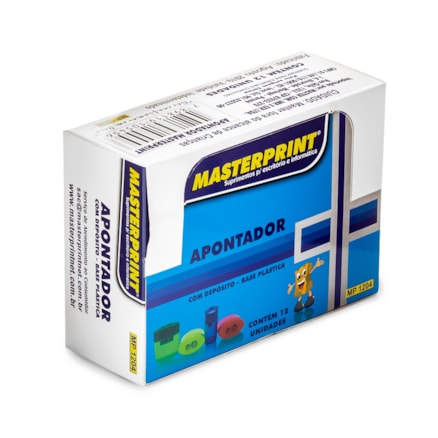 Apontador Lápis Masterprint Com Depósito Plástico 12 Und