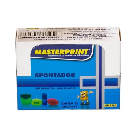 Apontador Lápis Masterprint Com Depósito Plástico 12 Und