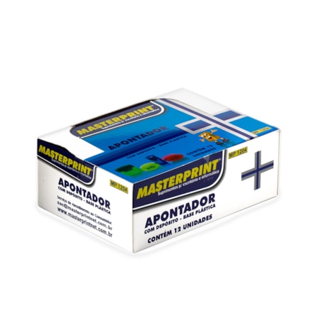Apontador Lápis Masterprint Com Depósito Plástico 12 Und