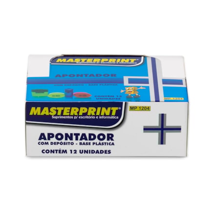 Apontador Lápis Masterprint Com Depósito Plástico 12 Und