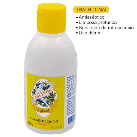 Aseptol Sabonete Líquido 200ml Antisséptico Corporal Higiene Cuidados Sensível