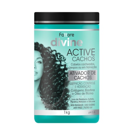 Ativador de Cachos 1Kg + Condicionador Fattore Divine Active Cachos Hidratação Profunda 300ml