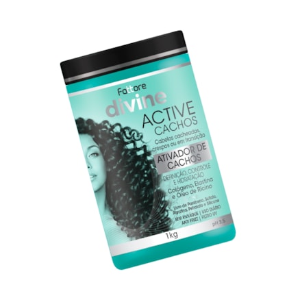 Ativador de Cachos 1Kg + Condicionador Fattore Divine Active Cachos Hidratação Profunda 300ml