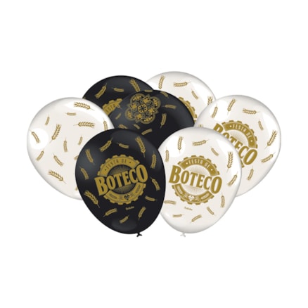 Balão Festcolor Boteco Preto Branco Pacote 25 Und