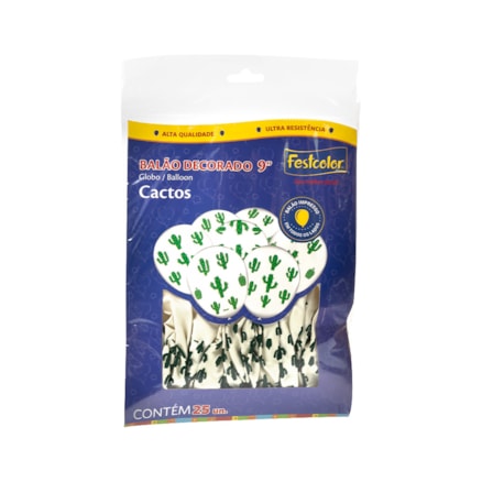 Balão Festcolor Cactos Branco Pacote 25 Und