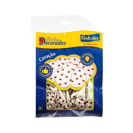 Balão Festcolor Corações Branco Pacote 25 Und